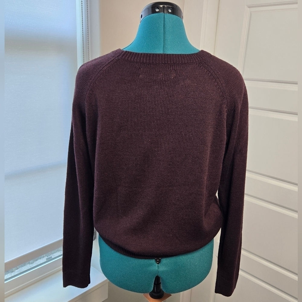 LOFT ANN TAYLOR PLUM PURPLE BEJEWELED SWEATER LONG SLEEVE WOMEN MEDIUM SPARKLE - Picture 5 of 12